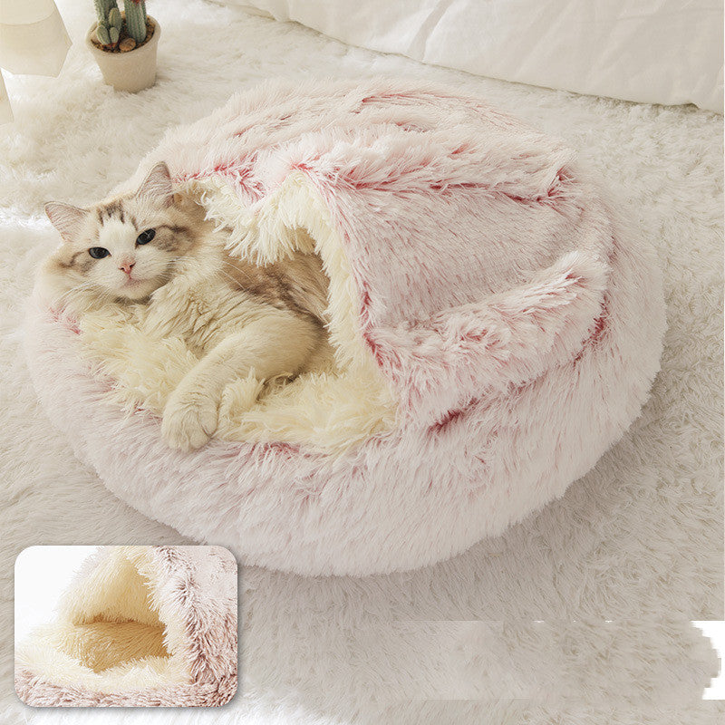 2-in-1 Plush Pet Bed for Dogs & Cats