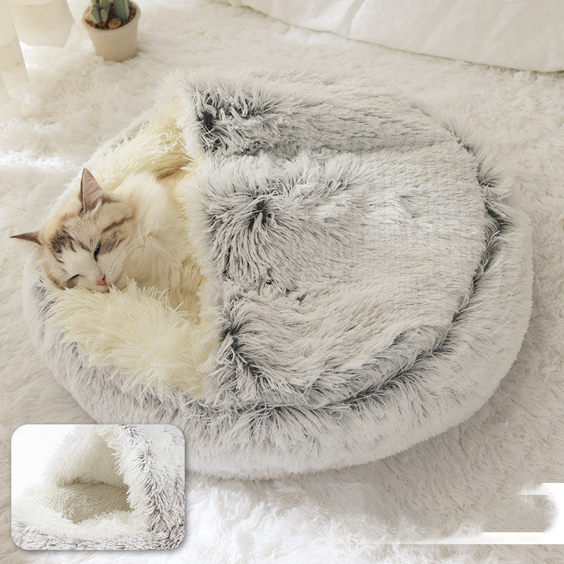 2-in-1 Plush Pet Bed for Dogs & Cats