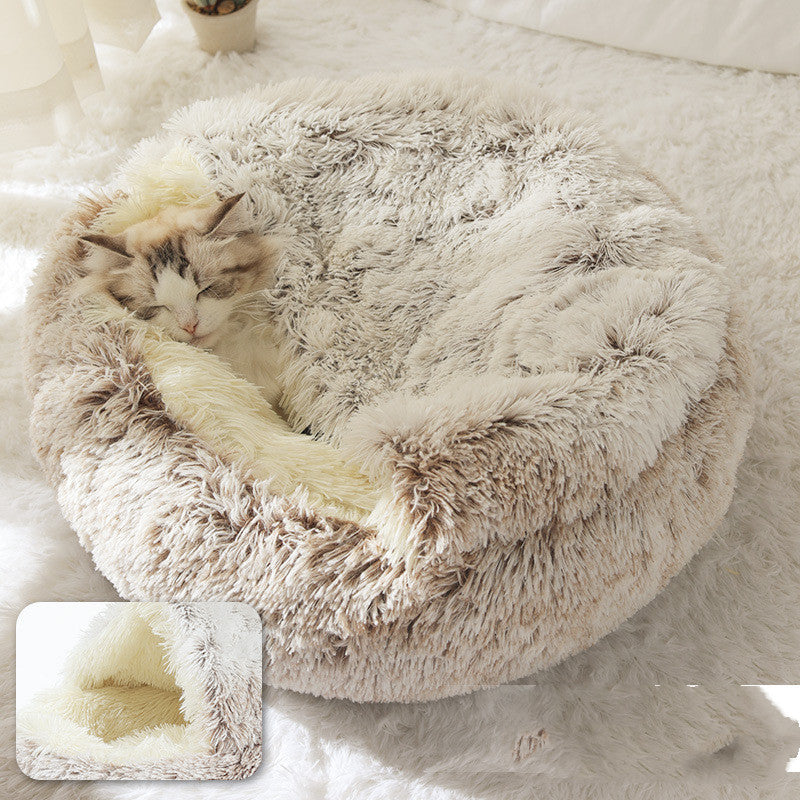 2-in-1 Plush Pet Bed for Dogs & Cats