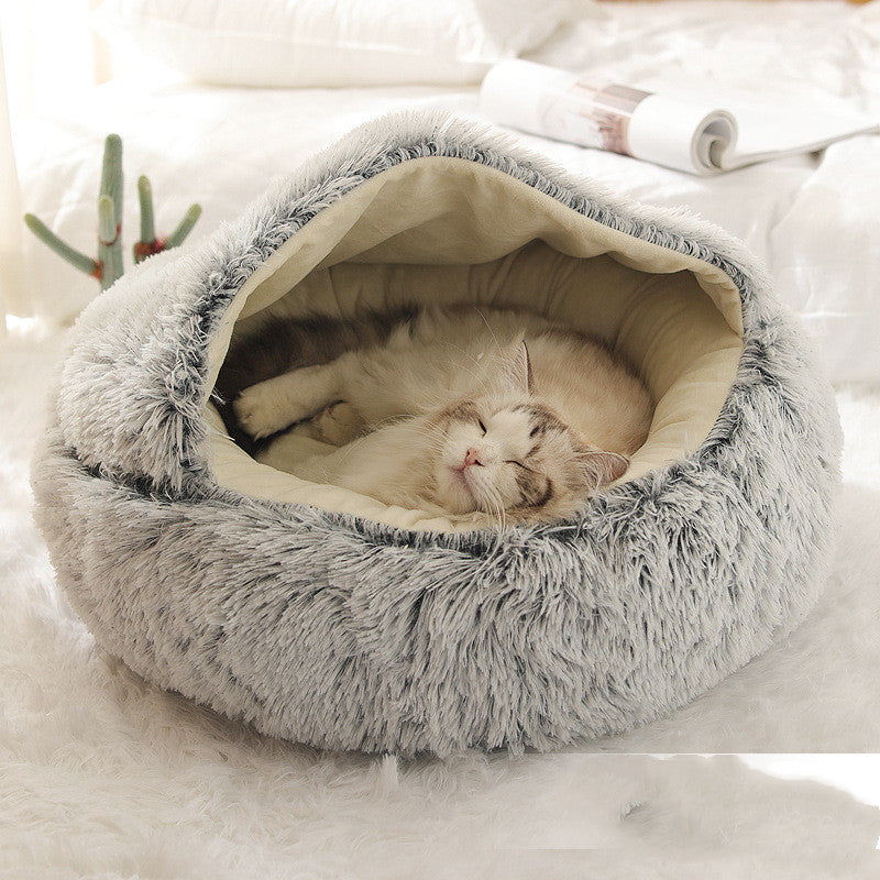 2-in-1 Plush Pet Bed for Dogs & Cats