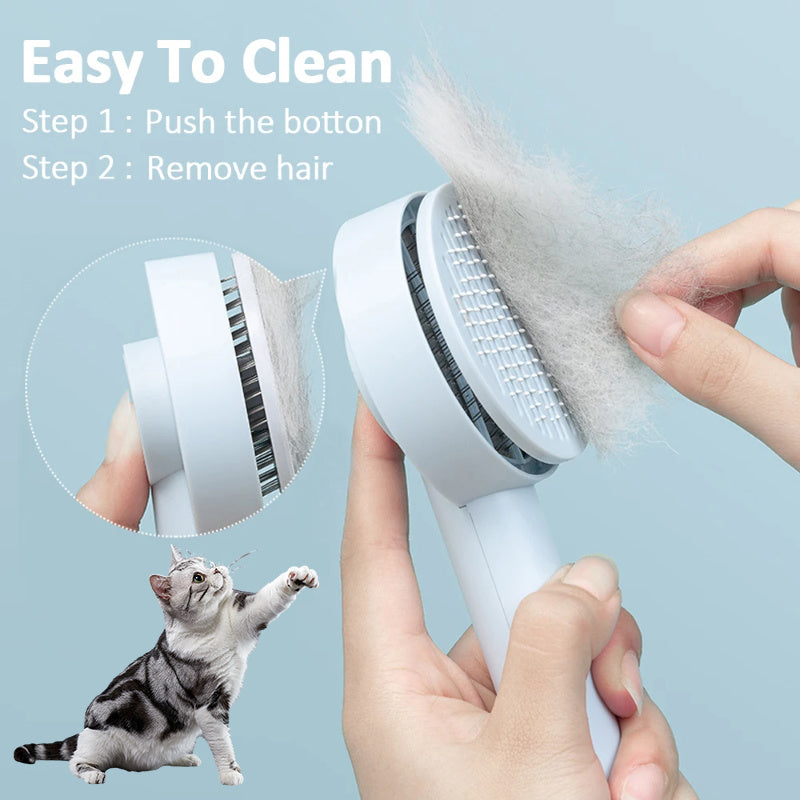 Self-Cleaning Pet Needle Comb – Hair Remover & Massage Brush for Dogs & Cats