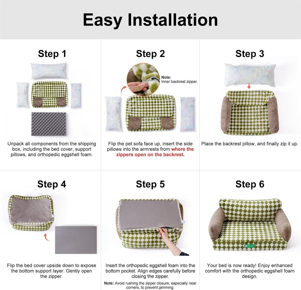 MEWOOFUN Orthopedic Dog Bed – Non-Slip, Beige