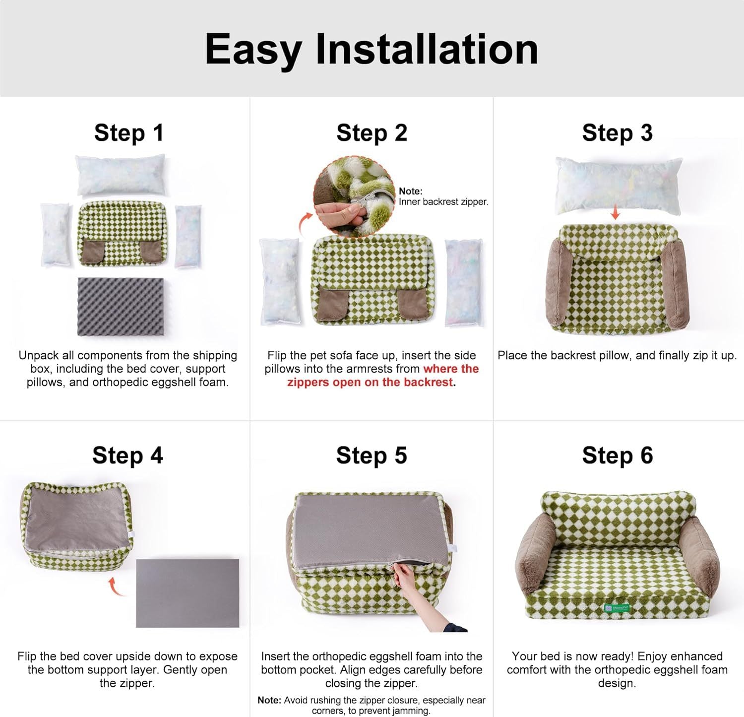 MEWOOFUN Orthopedic Dog Bed – Non-Slip, Beige