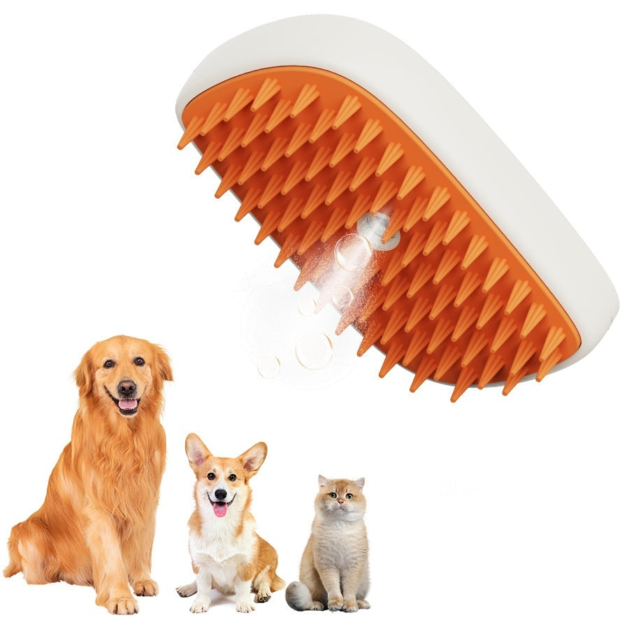 USB Rechargeable Pet Steam Brush & Massage Comb – Grooming Tool for Cats & Dogs