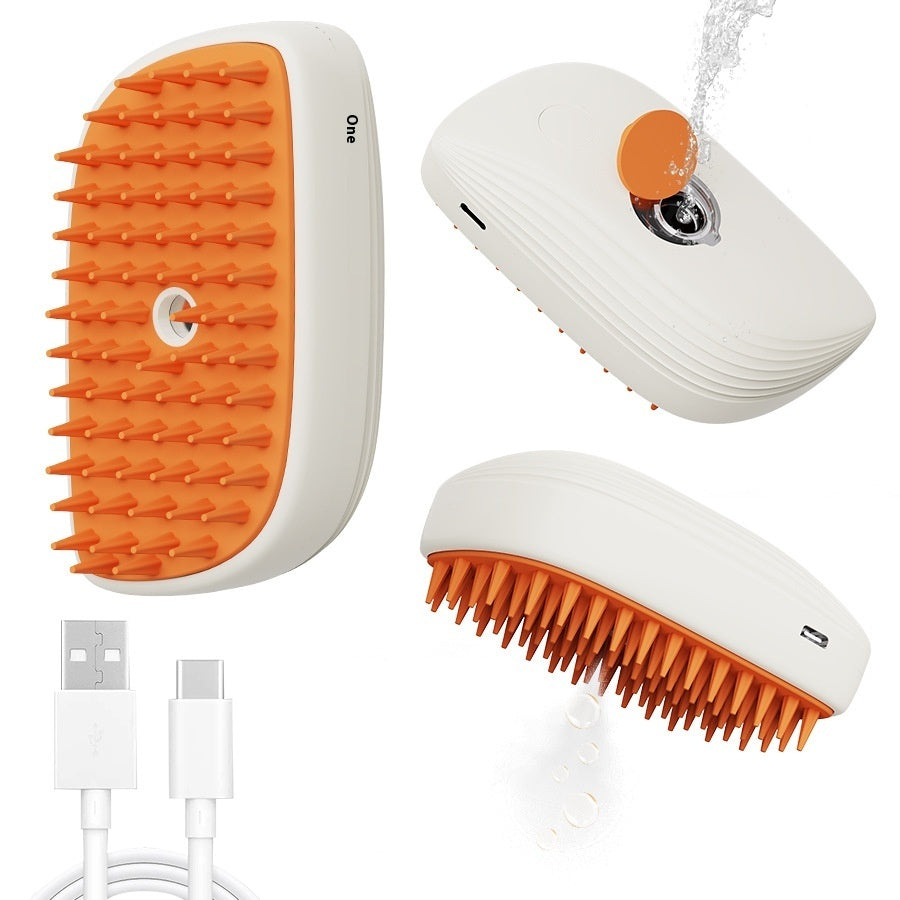 USB Rechargeable Pet Steam Brush & Massage Comb – Grooming Tool for Cats & Dogs