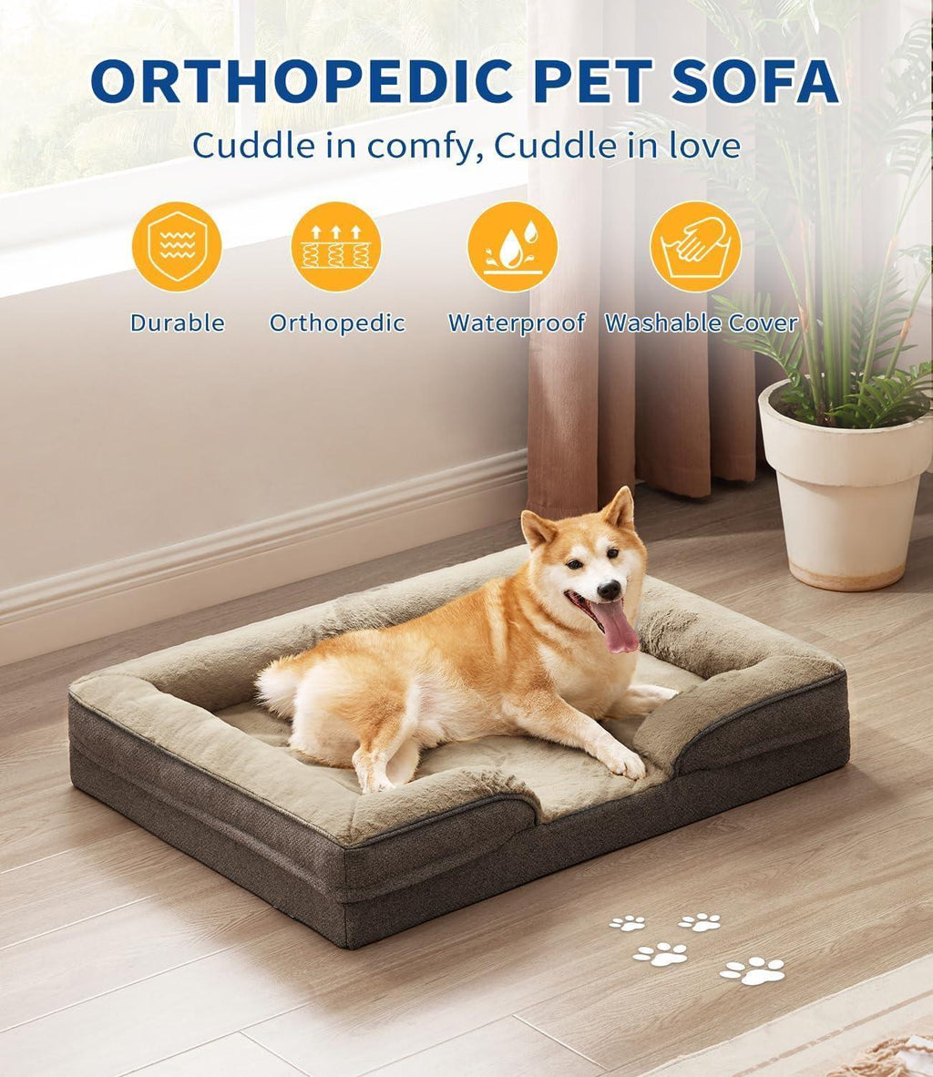 Orthopedic Dog Bed with Egg Crate Foam & Washable Cover