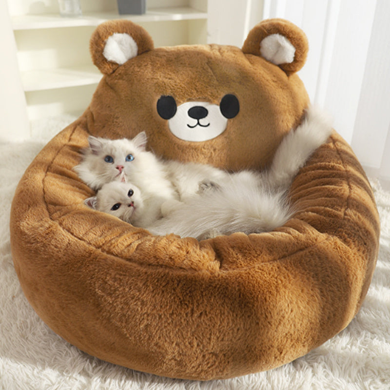 Fluffy Calming Pet Bed with Cushion