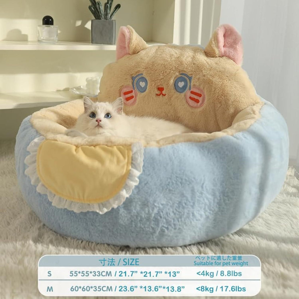 Fluffy Calming Pet Bed with Cushion