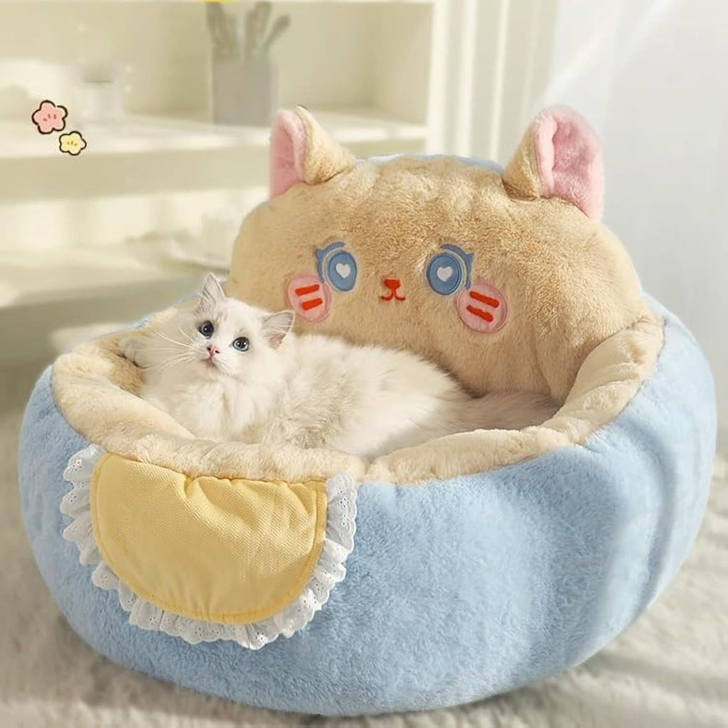 Fluffy Calming Pet Bed with Cushion