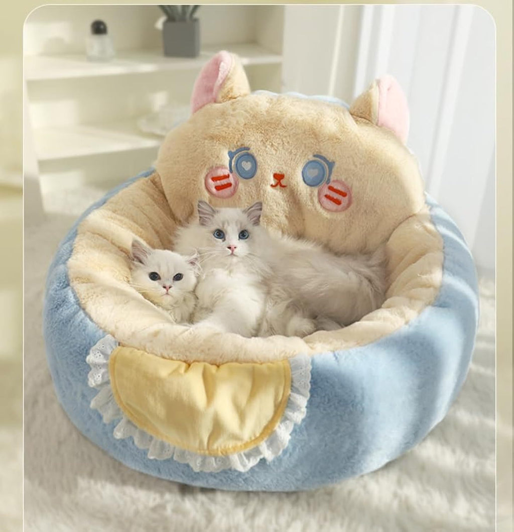 Fluffy Calming Pet Bed with Cushion